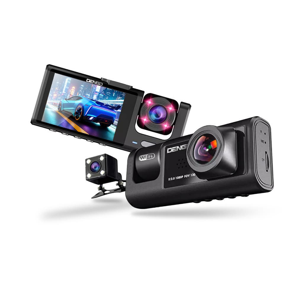 Dengo Trinity Wifi Dash Cam กล้องติดรถยนต์ 3กล้อง ชัด FullHD ดูผ่านมือถือ