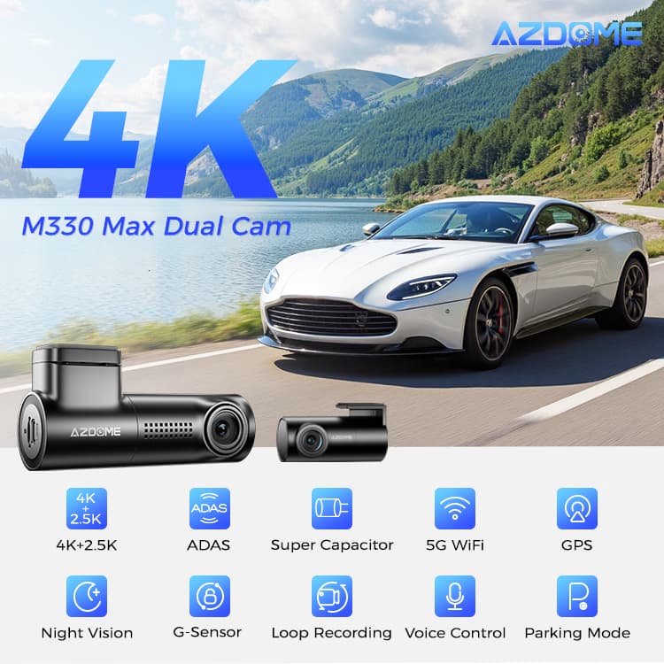 *ติดตั้งฟรี* AZDOME M330 MAX กล้องติดรถ 4K 2.5K Full HD WIFI GPS ADAS ทนร้อนสูง Capacitor รับประกัน 1 ปี