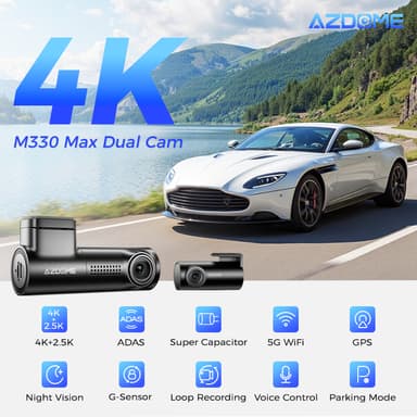 *ติดตั้งฟรี* AZDOME M330 MAX กล้องติดรถ 4K 2.5K Full HD WIFI GPS ADAS ทนร้อนสูง Capacitor รับประกัน 1 ปี